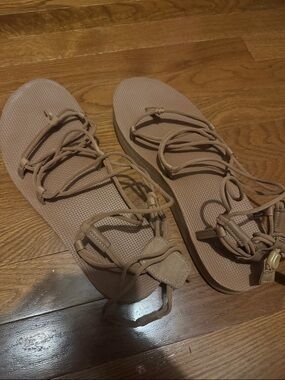 Teva Women's Tan Lace-Up Strappy Sandals